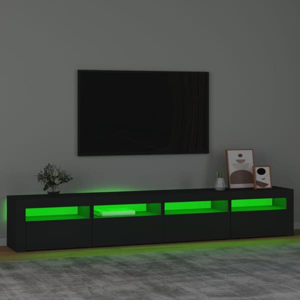 TV-møbler - Living tv-skab med LED-lys 240x35x40 cm sort