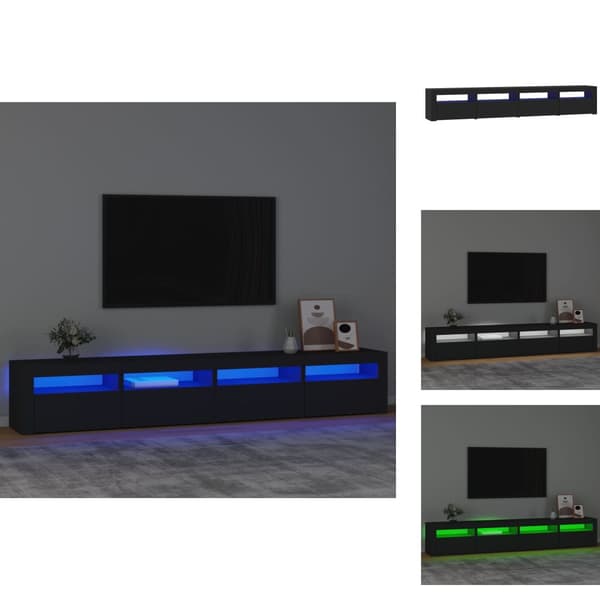 TV-møbler - Living tv-skab med LED-lys 240x35x40 cm sort