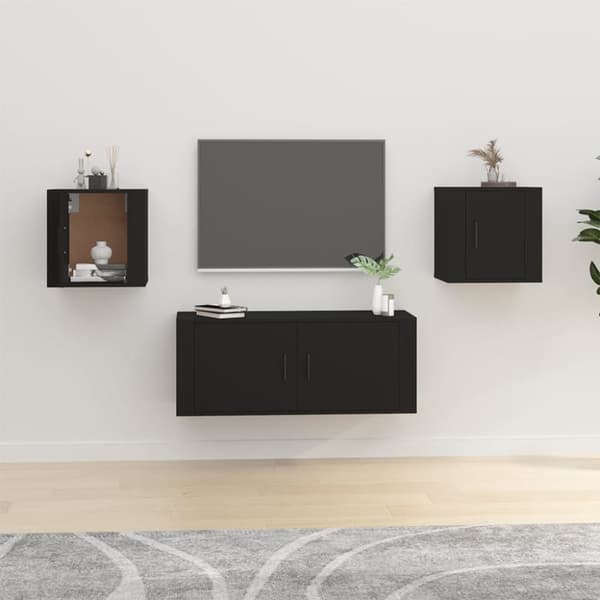 TV-bänkar - Living Väggmonterade tv-skåp 2 st svart 40x34,5x40 cm