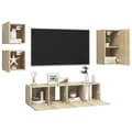 Miniatyrbild 4 av 10: TV-bänkar - Living TV-skåp 5 delar sonoma-ek konstruerat trä