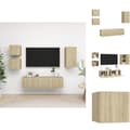 Miniatyrbild 1 av 10: TV-bänkar - Living TV-skåp 5 delar sonoma-ek konstruerat trä