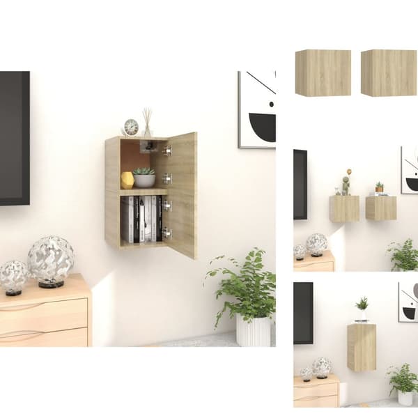 TV-møbler - Living væghængte skabe 2 stk. 30,5x30x30 cm sonoma-eg