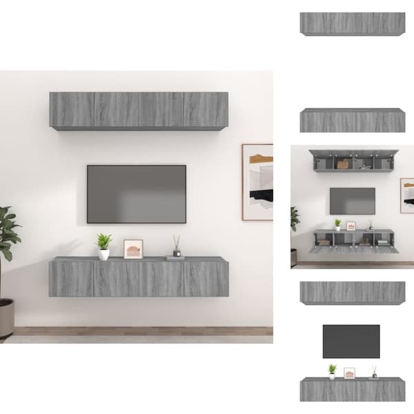TV-møbler - Living tv-skabe 4 stk. 80x30x30 cm konstrueret træ grå sonoma