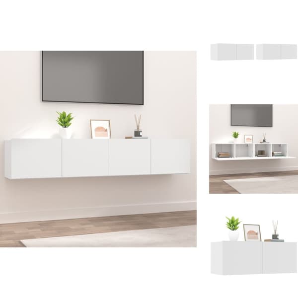 TV-møbler - Living tv-borde 2 stk. 80x30x30 cm konstrueret træ hvid