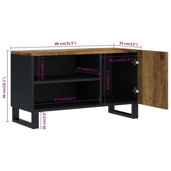 TV-møbler - Living tv-bord 80x33x46 cm massivt mangotræ og konstrueret træ