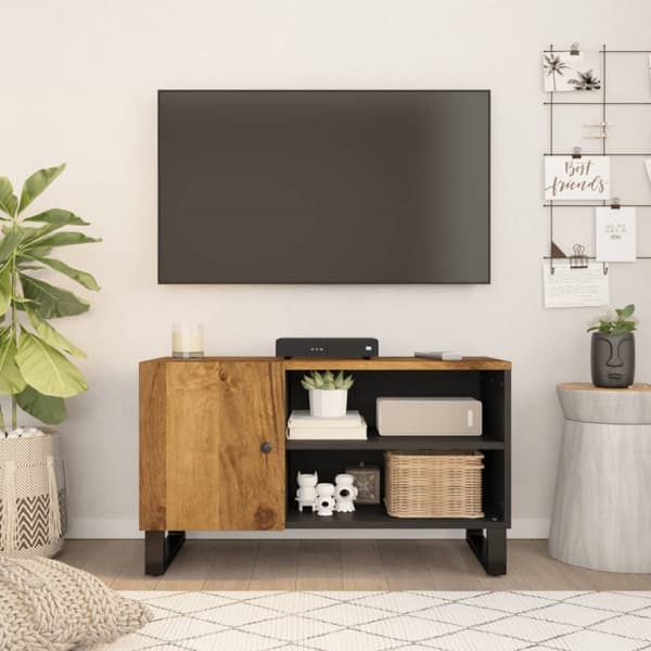 TV-møbler - Living tv-bord 80x33x46 cm massivt mangotræ og konstrueret træ