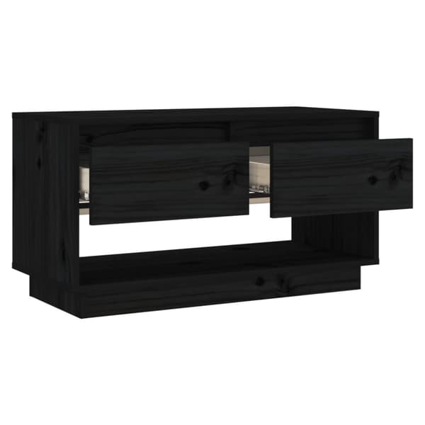 TV-bänkar - Living Tv-bänk svart 74x34x40 cm massiv furu