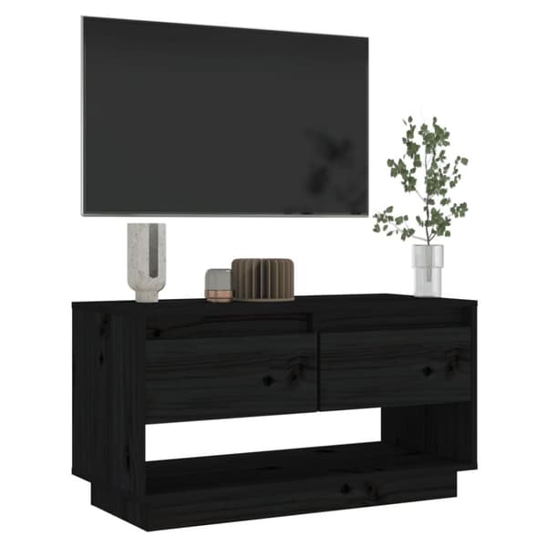 TV-bänkar - Living Tv-bänk svart 74x34x40 cm massiv furu