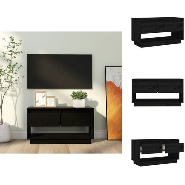 TV-bänkar - Living Tv-bänk svart 74x34x40 cm massiv furu