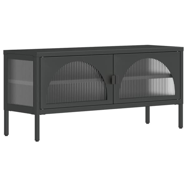 TV-bänkar - Living Tv-bänk svart 105x35x50 cm glas och stål