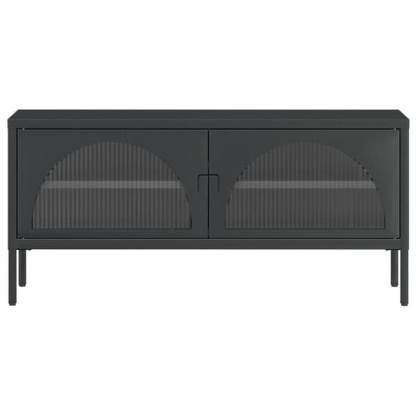 TV-bänkar - Living Tv-bänk svart 105x35x50 cm glas och stål