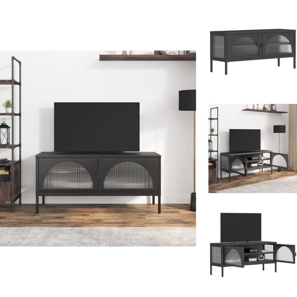 TV-bänkar - Living Tv-bänk svart 105x35x50 cm glas och stål