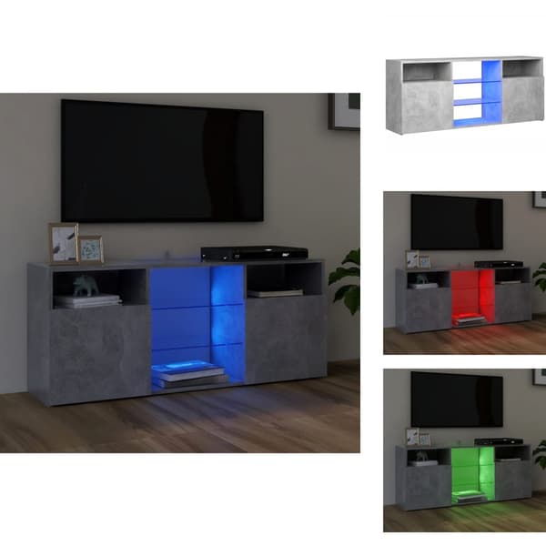 TV-bänkar - Living TV-bänk med LED-belysning betonggrå 120x30x50 cm