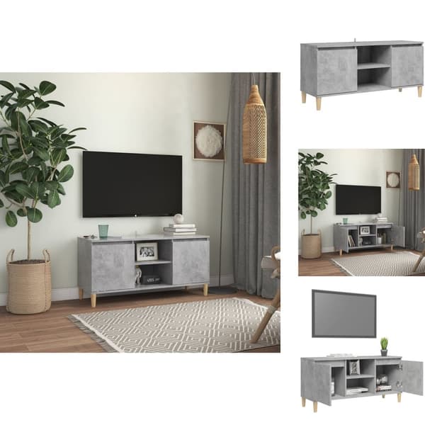 TV-tasot - Living TV-taso täyspuiset jalat betoninharmaa 103,5x30x50 cm