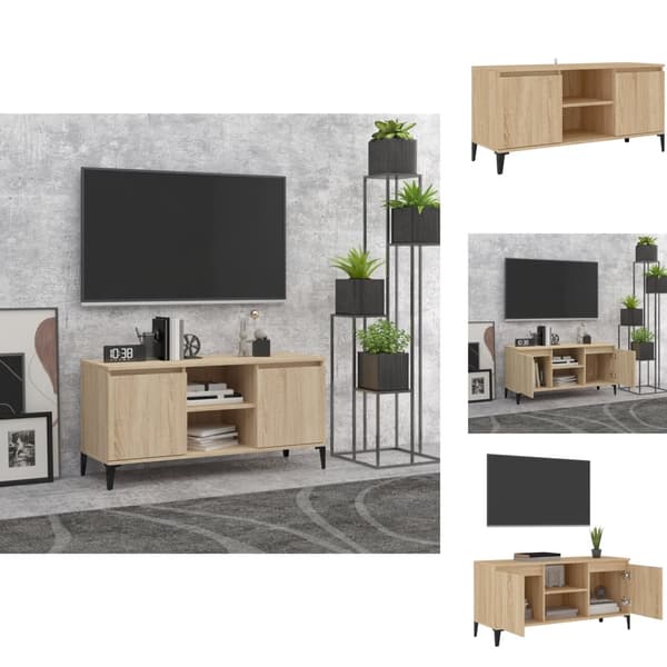 TV-bänkar - Living TV-bänk med metallben sonoma-ek 103,5x35x50 cm