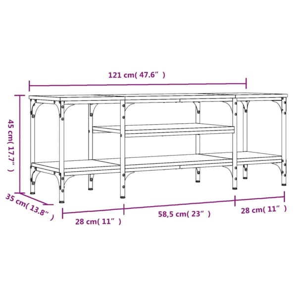 TV-møbler - Living tv-bord 121x35x45 cm konstrueret træ og jern røget egetræsfarve
