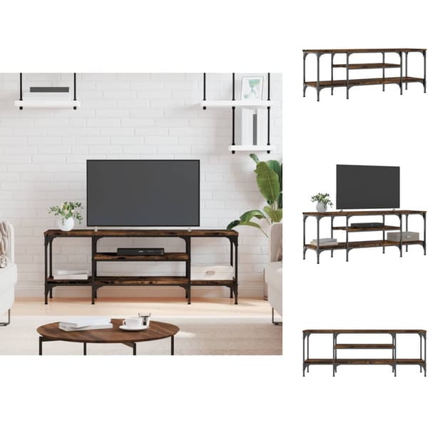 TV-møbler - Living tv-bord 121x35x45 cm konstrueret træ og jern røget egetræsfarve