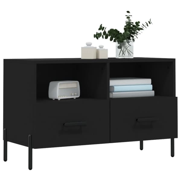 TV-møbler - Living tv-bord 80x36x50 cm konstrueret træ sort