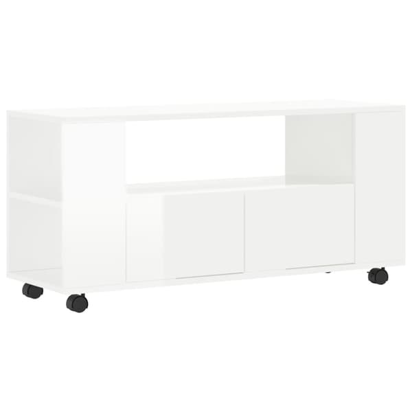 TV-bänkar - Living TV-skåp vit högglans 102x34,5x43 cm konstruerat trä