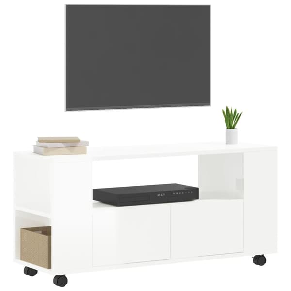 TV-bänkar - Living TV-skåp vit högglans 102x34,5x43 cm konstruerat trä