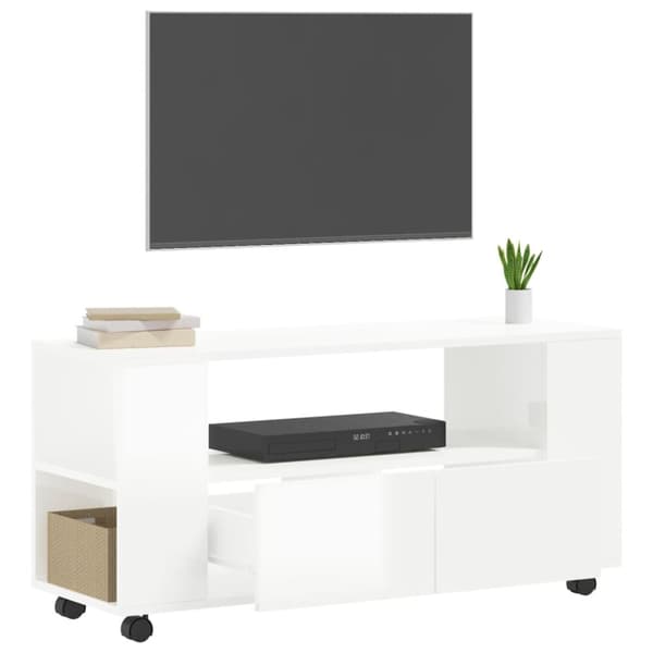 TV-bänkar - Living TV-skåp vit högglans 102x34,5x43 cm konstruerat trä