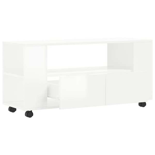 TV-bänkar - Living TV-skåp vit högglans 102x34,5x43 cm konstruerat trä