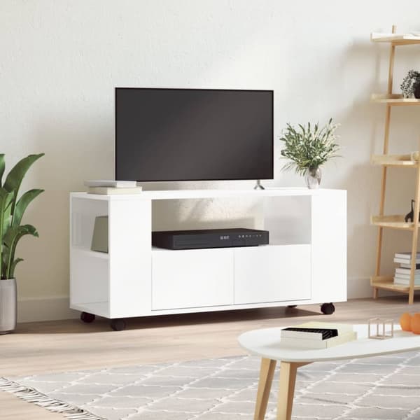 TV-bänkar - Living TV-skåp vit högglans 102x34,5x43 cm konstruerat trä