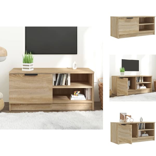 TV-møbler - Living tv-bord 80x35x36,5 cm konstrueret træ sonoma-eg