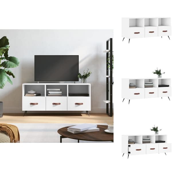 TV-møbler - Living tv-bord 102x36x50 cm konstrueret træ hvid
