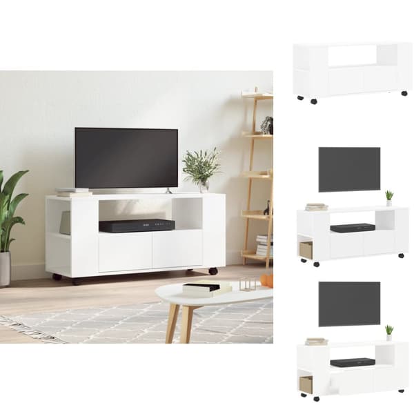 TV-møbler - Living tv-bord 102x34,5x43 cm konstrueret træ hvid