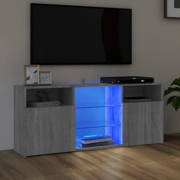 TV-bänkar - Living TV-bänk med LED-belysning grå sonama 120x30x50 cm