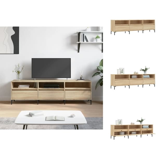 TV-møbler - Living tv-bord 150x30x44,5 cm konstrueret træ sonoma-eg