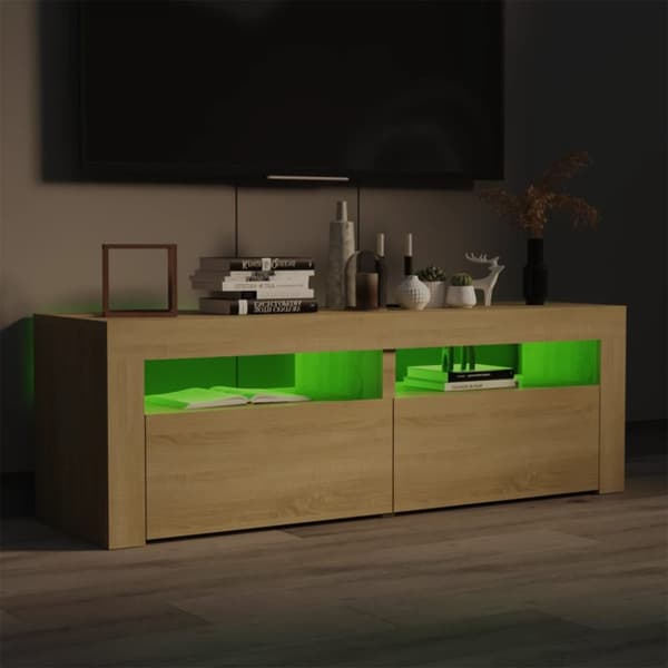TV-bänk med LED-belysning sonomaek 120x35x40 cm - Tv-bänk - Tv-bänkar - Home & Living
