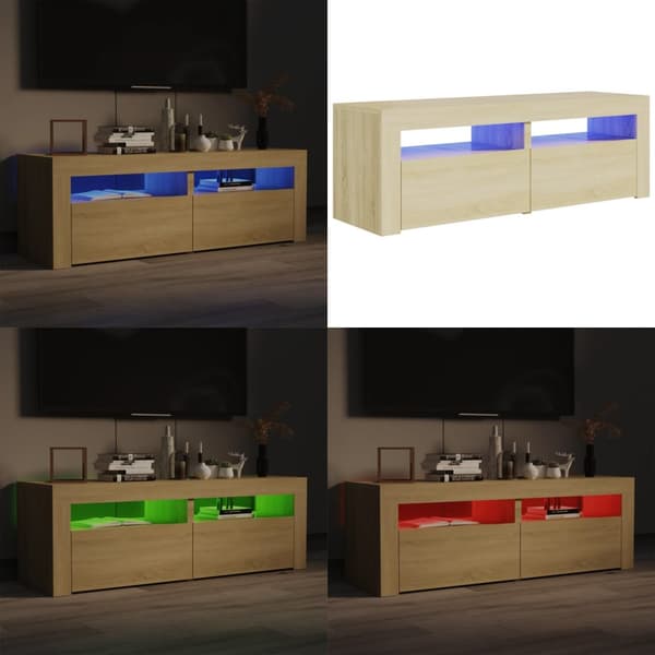 TV-bänk med LED-belysning sonomaek 120x35x40 cm - Tv-bänk - Tv-bänkar - Home & Living