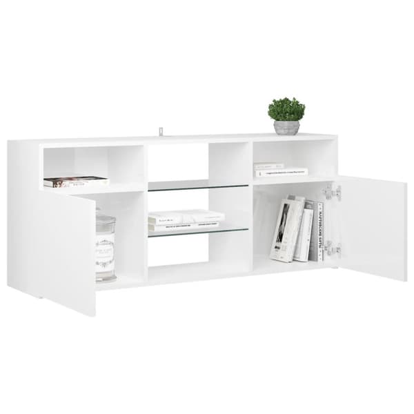 Tv-skab med LED-lys 120x30x50 cm hvid højglans - Tv-skab - Tv-skabe - Home & Living