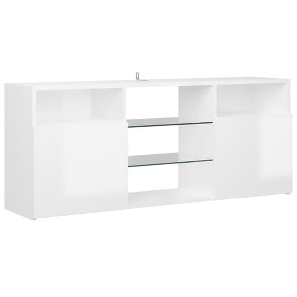 Tv-skab med LED-lys 120x30x50 cm hvid højglans - Tv-skab - Tv-skabe - Home & Living