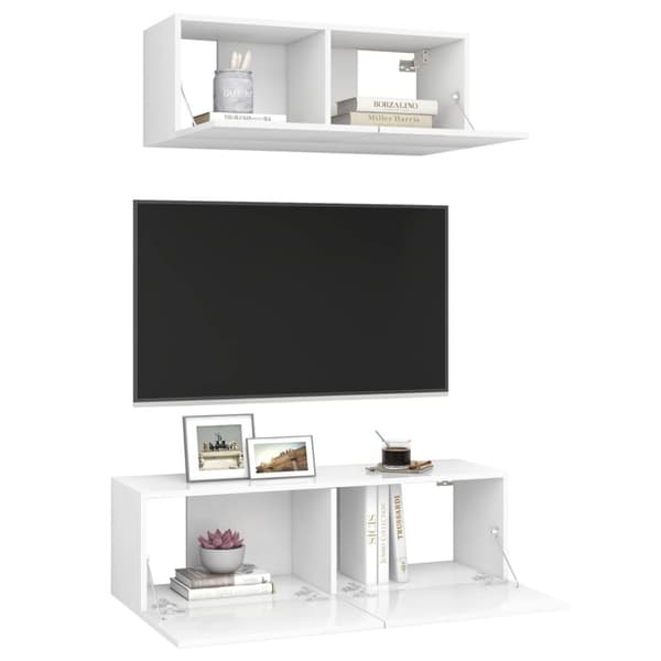 Tv-skåp 2 delar vit konstruerat trä - TV-skåp - Hängande TV-skåp - Home & Living