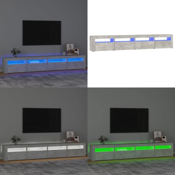 Tv-bänk med LED-belysning betonggrå 240x35x40 cm - TV-bänk - TV-bänkar - Home & Living