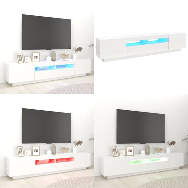TV-taso LED-valoilla valkoinen 200x35x40 cm - TV-taso - TV-tasot - Home & Living