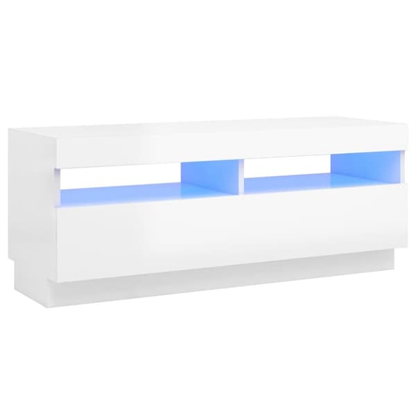Tv-skab med LED-lys 100x35x40 cm hvid højglans - Tv-skab - Tv-skabe - Home & Living