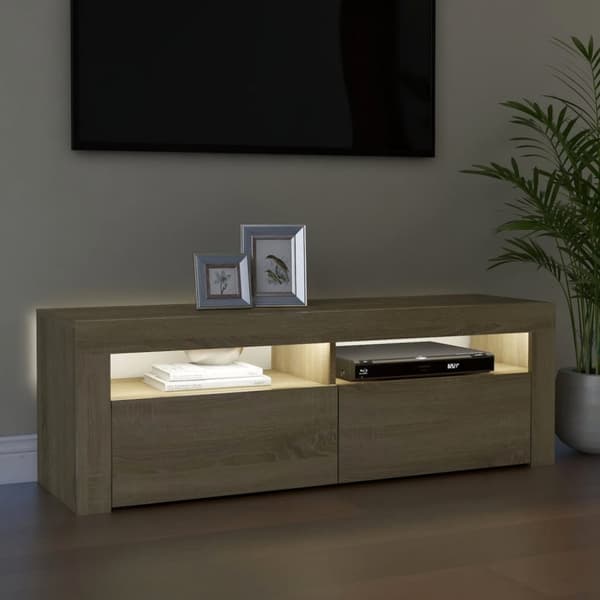 TV-taso LED-valoilla Sonoma-tammi 120x35x40 cm - TV-taso - TV-tasot - Home & Living