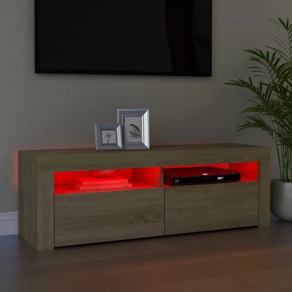 TV-taso LED-valoilla Sonoma-tammi 120x35x40 cm - TV-taso - TV-tasot - Home & Living