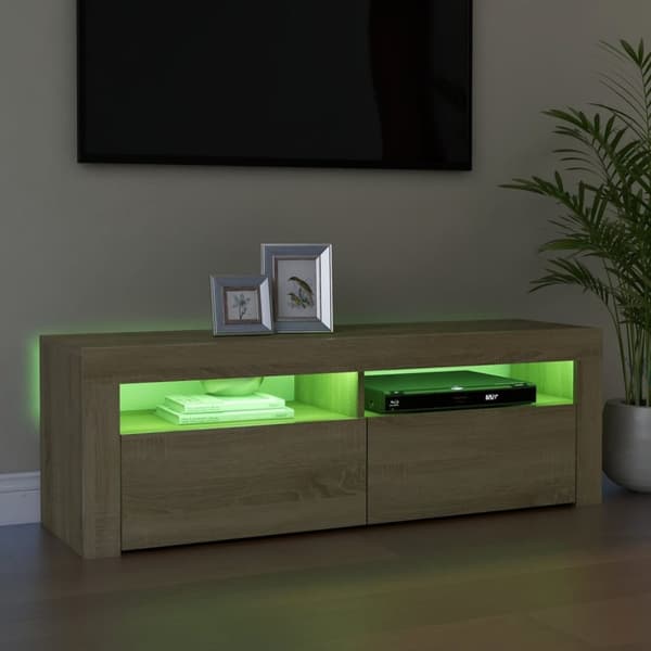 TV-taso LED-valoilla Sonoma-tammi 120x35x40 cm - TV-taso - TV-tasot - Home & Living