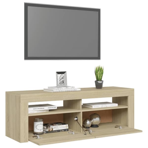 TV-taso LED-valoilla Sonoma-tammi 120x35x40 cm - TV-taso - TV-tasot - Home & Living