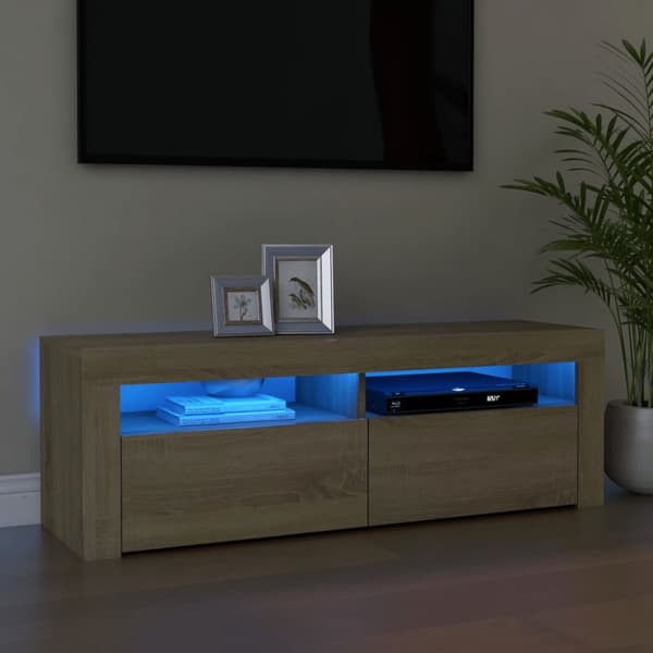 TV-taso LED-valoilla Sonoma-tammi 120x35x40 cm - TV-taso - TV-tasot - Home & Living