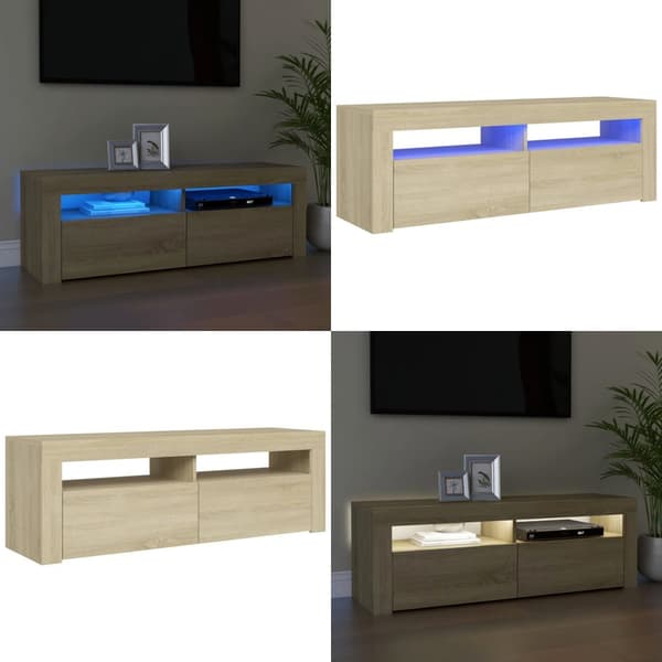 TV-taso LED-valoilla Sonoma-tammi 120x35x40 cm - TV-taso - TV-tasot - Home & Living