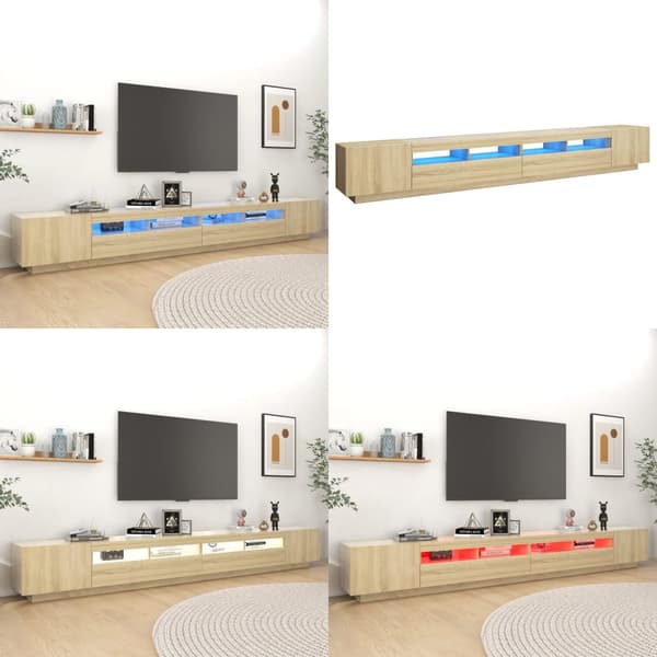 TV-bänk med LED-belysning sonoma-ek 300x35x40 cm - TV-skåp - TV-skåp Med Lysdiod - Home & Living