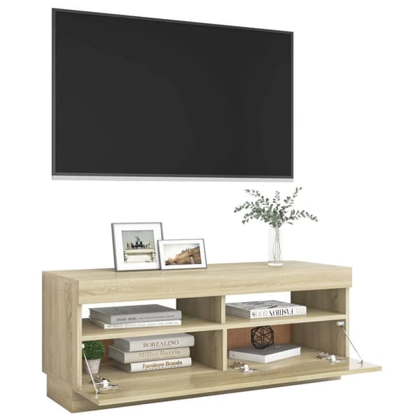TV-bänk med LED-belysning sonoma-ek 100x35x40 cm - Tv-bänk - Tv-bänkar - Home & Living