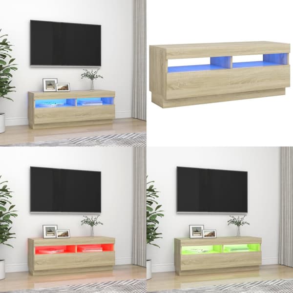 TV-bänk med LED-belysning sonoma-ek 100x35x40 cm - Tv-bänk - Tv-bänkar - Home & Living