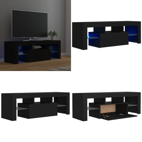 TV-bänk med LED-belysning svart 120x35x40 cm - Tv-bänk - Tv-bänkar - Home & Living
